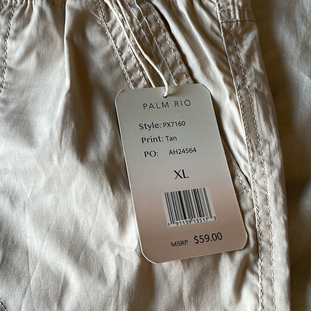 PALM RIO Tan Crop Tie front Pants